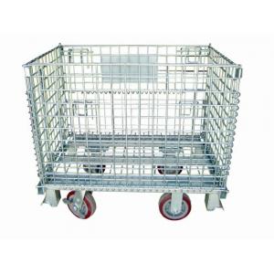 Zinc Finish Rigid Rolling Wire Mesh Cage With Foot Brakes / Castors