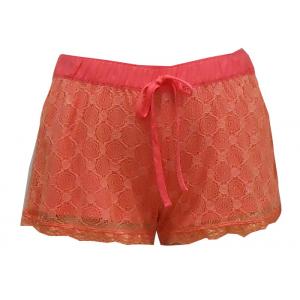 China Silky Feeling Ladies Casual Shorts , Women'S Plus Size Elastic Waist Shorts Lace Layer wholesale