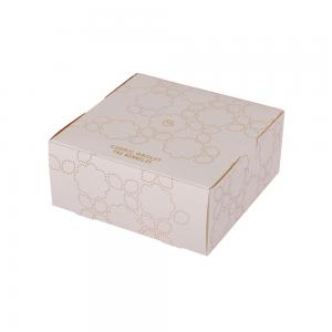 Customized Foldable Paper Cake Packaging Box With Flowers Shiny Inner Gold Card