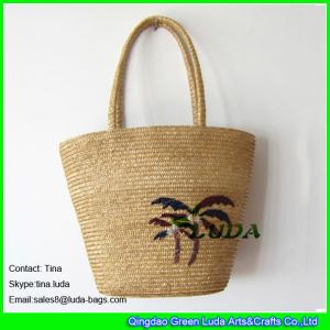 LUDA embroidery tree desiger handbag  ladies sewn braid summer wheat straw bag