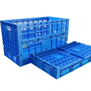 China Orange PP Material Stackable Cup Crate Large Collapsible Plastic Folding Fruit Vegetable Crate supplier