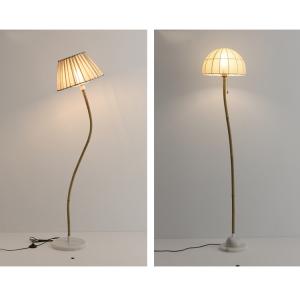 China marble bamboo floor lamps living room sofa bedroom standing lamp bedside reading light Nordic fishing lamp supplier