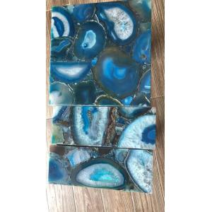 China Custom Polished Blue Agate Backsplash Tile Semi Precious Stone Slabs wholesale