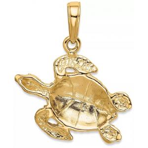 Sea Turtle Bead  Charm Pendant Fit Euro  Style In 14k Yellow Gold