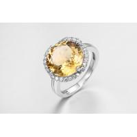 China 3.7g 925 Silver Gemstone Rings With Citrine Stone PVD Plated on sale