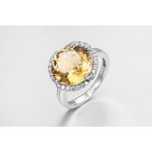 China 3.7g 925 Silver Gemstone Rings With Citrine Stone PVD Plated supplier