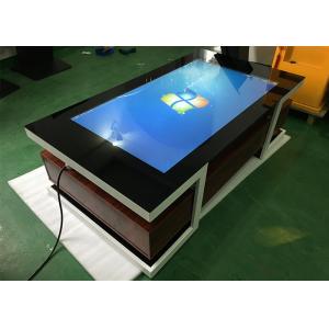 China 55 Inch I3 I5 I7 Capacitive Touch Screen Smart Table Wooden Frame wholesale