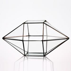 Diamond Shaped Clear Glass Vase , Durable Geometric Terrarium Glass Vases