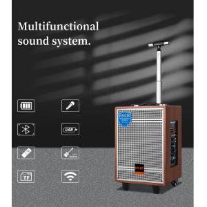ISO Wooden Wireless Speakers 10 Inch Active Portable Speakers With Microphone