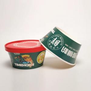 China 1200ml Round Paper Salad Bowls With Lids Waterproof Food Packing Containers supplier