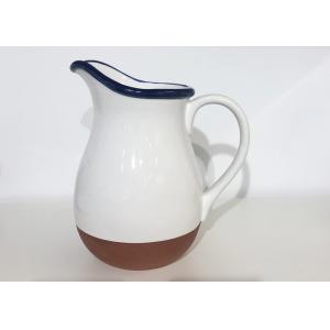 China White Solid Glazed Coated Ceramic Stoneware Terracotta Water Jug Pitcher supplier