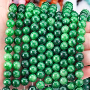 China Natural Crystal Dark Green Jadeite  8MM Round Loose Beads Gemstone Beads For DIY Jewelry Making supplier