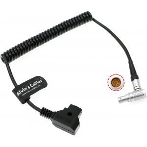Power Cable for Tilta Nucleus-M Motor Right Angle 7 Pin Male to D-tap Coiled Cable for V-Mount Battery Plate