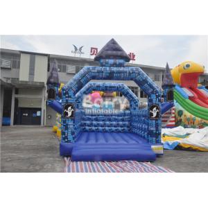 0.55mm PVC Inflatable Bouncer Blue Block Bouncy House Castle For Halloween Festival