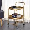 China Double Layer 63cm Height Metal Frame Coffee Table Mobile Golden wholesale
