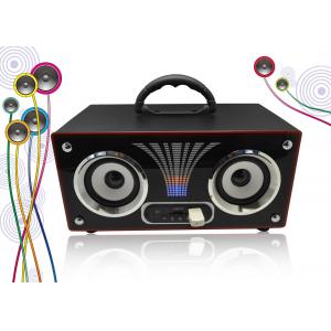 China Rechargeable Portable Stereo Wooden Speakers Box FM Radio Boombox # JS200 supplier