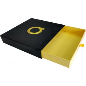 China Black Paper Sliding Drawer Gift Boxes Foil Gold Embossed Logo For Clothing supplier