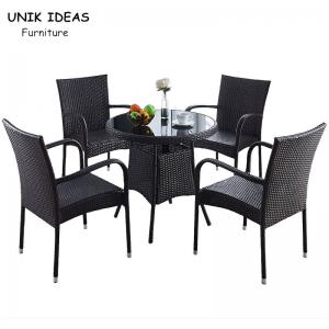 China Metal Rattan Garden Furnitures Patio Sets Dining Chair Table 80cm supplier