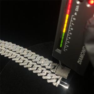 China Custom S925 Silver Moissanite Cuban Link Chain Miami Bracelet Iced Out Jewelry supplier