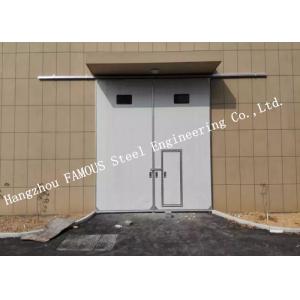 Sectional Horizontal Sliding Industrial Garage Doors With Access Pedestrian Door For Workshop