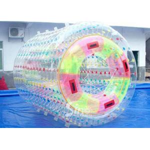 China 3.0m long transparent double layers inflatable water roller ball with tubes on entrance supplier