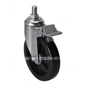 China 110kg Medium 6 Threaded Brake PU Caster with PU Wheel and Ball Bearing Z5746-67 supplier
