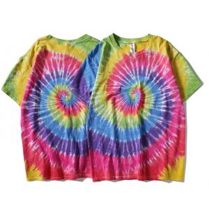 China Customized high quality cotton short sleeve o neck street hand dyed Rainbow t shirt supplier
