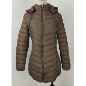 China Grey Winter Padded Jacket Womens With Fur Lining Long Style M-2XL supplier