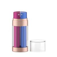 China Dual chamber double tube airless bottle 15ml*2 25ml*2 75ml*2 with single spout for sale