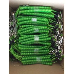 Fashion green color tackle leash spiral fishing rod cord with snap hooks in high quality