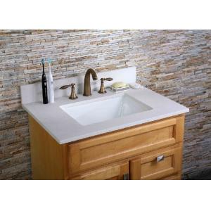 White Custom Bathroom Vanity Tops Narrow Square Single Sink Prefabricated