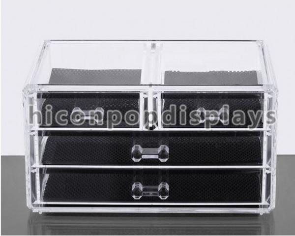 Clear Acrylic Display Cases / Large Acrylic Cosmetic Organizer Countertop