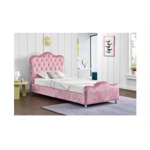 Customized Pink Velvet Fabric Crushed Velvet Double Bed With Storage