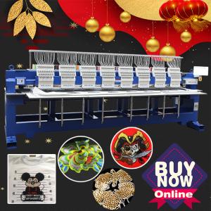 HO1508H free shipping 15 needle 8 head embroidery machine 1200 spm 400*450mm cheapest industrial embroidery hat machine