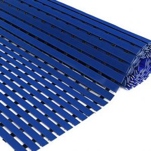 China Indoor Strips Anti Slip PVC Floor Mat 12 Meters Wet Safety Grid Matting Blue supplier