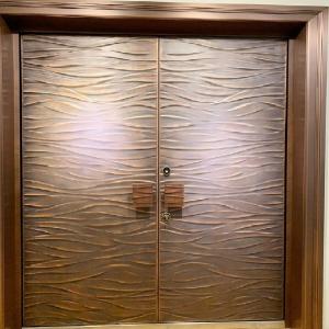 China Cast Bronze And Copper Exterior Front Double Doors For Villa Apartment supplier