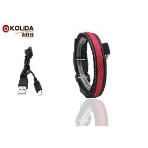 China Adjustable S / M / L LED Nylon Dog Collar , USB Light Up Dog Collar Rechargeable supplier