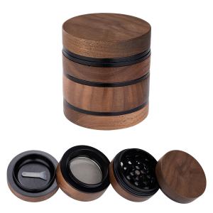 4 Piece 2.5 Inch Pollen Catcher Wooden Spice Grinder