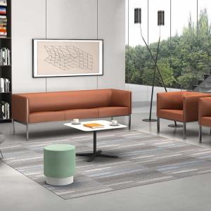 China Orange Corner Leather Sofa Set Flexibility Fabric Modular 1 2 3 Seat supplier