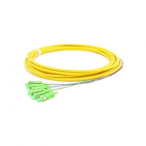 China SC APC Pre-terminated Breakout 0.9mm Optical Fiber Pigtail 6 Fibers OS2 G652D 5m PVC Yellow Patch Cable supplier