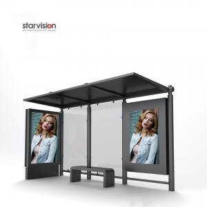 China Outdoor Furniture Aluminum Alloy Smart Bus Shelter With Static Scrolling Poster supplier