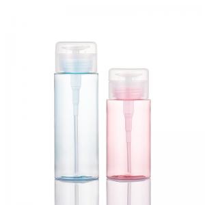 Pink Makeup Remover Cosmetic Packaging Empty Bottle Blue Nail Polish Remover Press Pump Round Dispenser Flip Cap