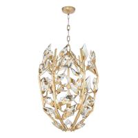 China Round Creative Modern Crystal Chandelier With Gold Finish Hand Cut Faceted Crystal Leaves on sale