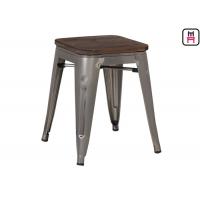 China Custom Color Tolix Style Bar Stool , Coffee Shop Tolix Chair Wooden Seat  on sale