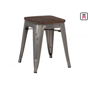 Custom Color Tolix Style Bar Stool , Coffee Shop Tolix Chair Wooden Seat 