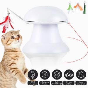 China ABS Material Cat Laser Toy Interactive 2 In 1 Automatic With Moving Feather wholesale