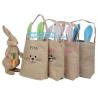 burlap easter tote, bunny ear kid Jute Shopping Bag With Leather Handles,cambric