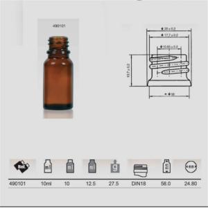Lidded Pharmaceutical Amber Glass Bottle , 30ML Practical Medical Glass Vials