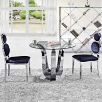 China Antique Glam Silver Luxury Modern Dining Tables D150XH75 Glass Top Dining Table on sale