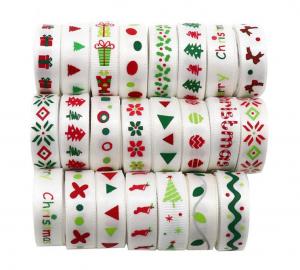 China 25/10mm Wide Christmas Ribbon 5 Yards Printed Grosgrain Ribbon DIY Sew/ Clothes Lace/ Gift Bow on sale 